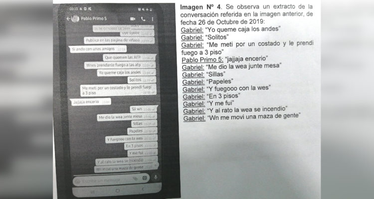 Fiscalía revela conversación de WhatsApp de formalizado por quemar Caja Los Andes en Concepción
