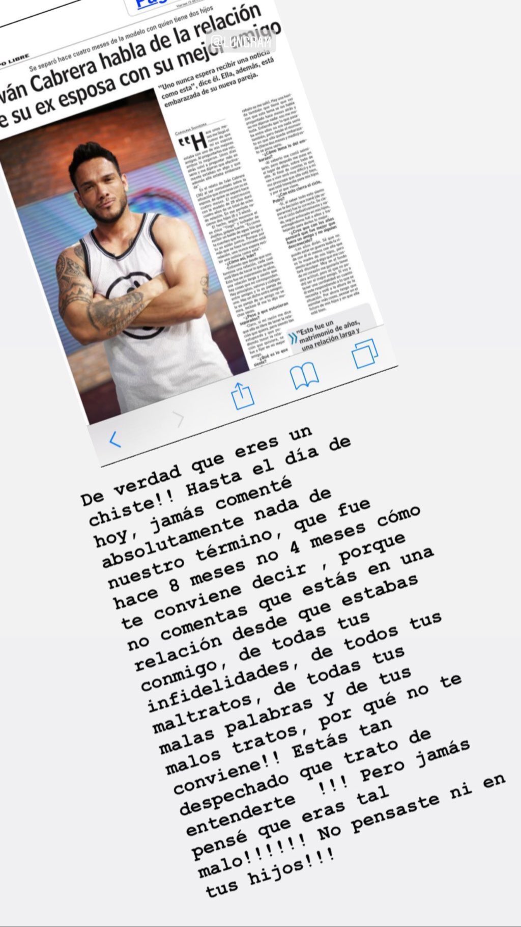 iván cabrera acusó traición de exseñora