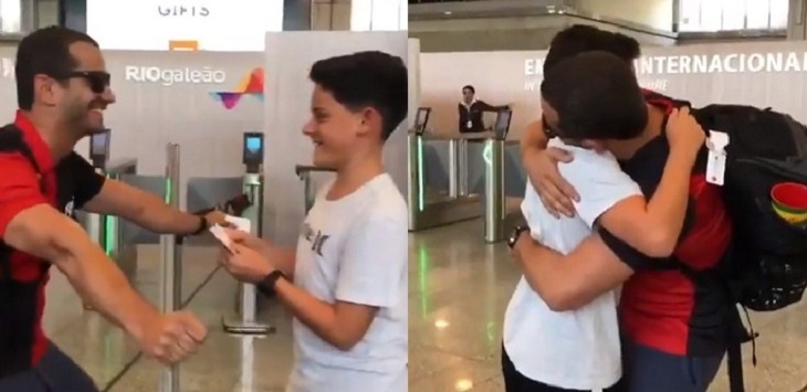Lloró desconsolado: padre sorprendió a su hijo con pasajes al Mundial de Clubes para ver a Flamengo