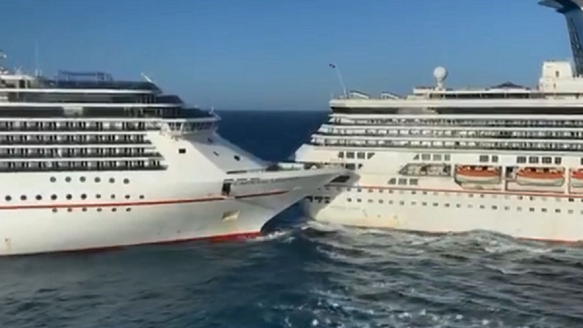 Viralizan impresionante choque entre dos cruceros en puerto de Cozumel en México: hubo 6 heridos