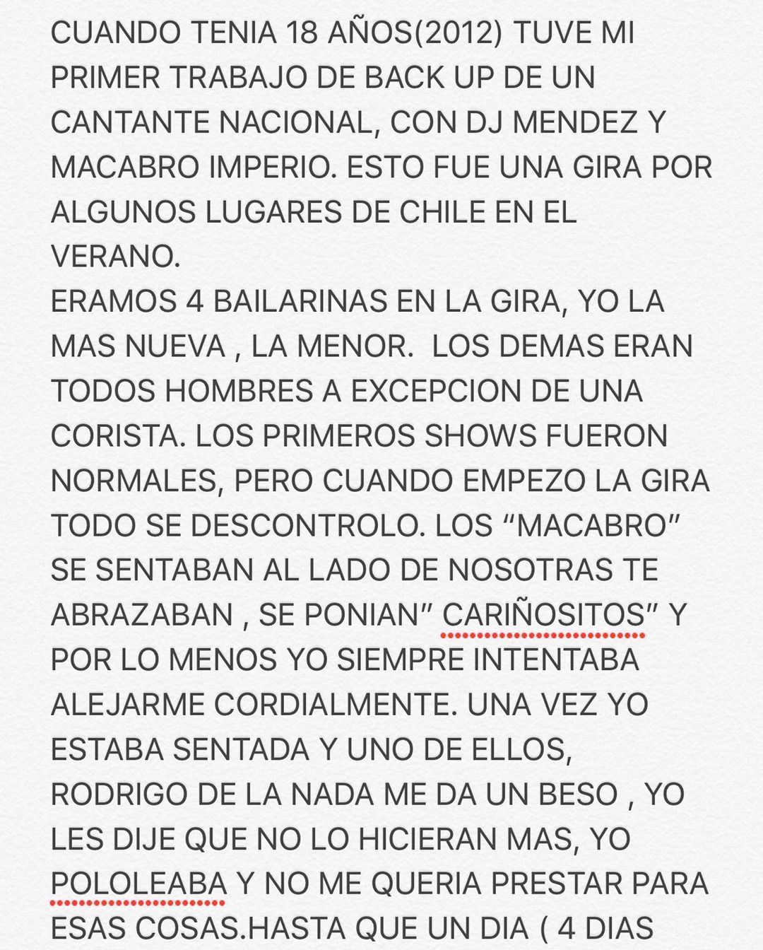 Bailarina Gabriela Pavez denunció que fue acosada sexualmente por DJ Méndez: "Lloré de impotencia"