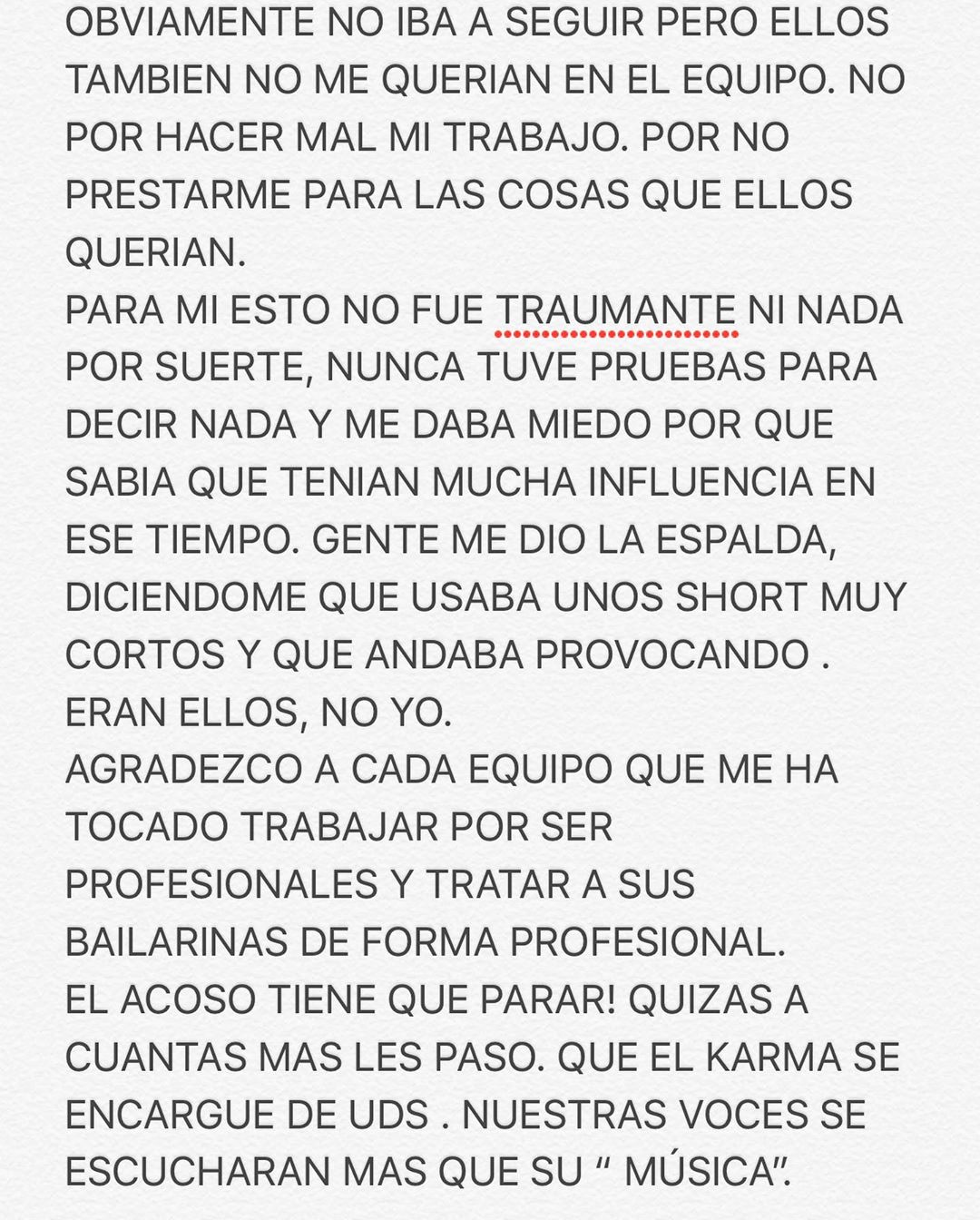 Bailarina Gabriela Pavez denunció que fue acosada sexualmente por DJ Méndez: "Lloré de impotencia"
