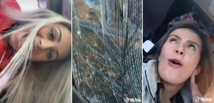 Jóvenes se volcaron gravemente en un auto tras accidente y antes de pedir ayuda grabaron un Tik Tok