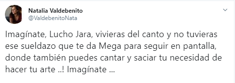 Natalia Valdebenito criticó a Luis Jara