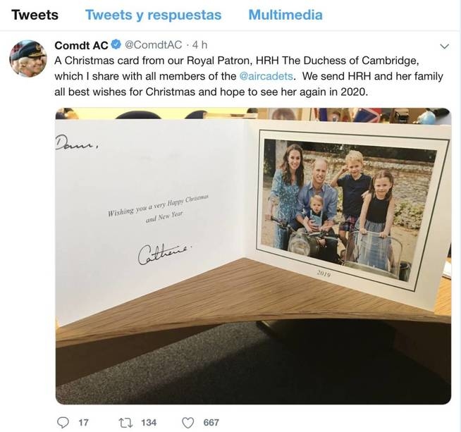 tarjeta navideña de los duques de cambridge