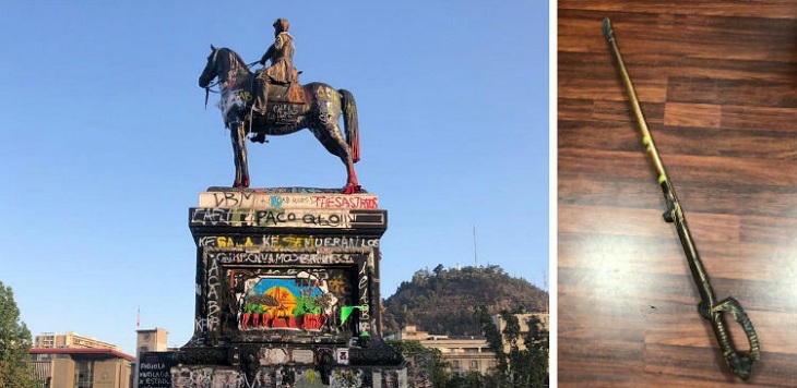 PDI recupera espada robada del monumento a Baquedano y detiene a hombre por receptación