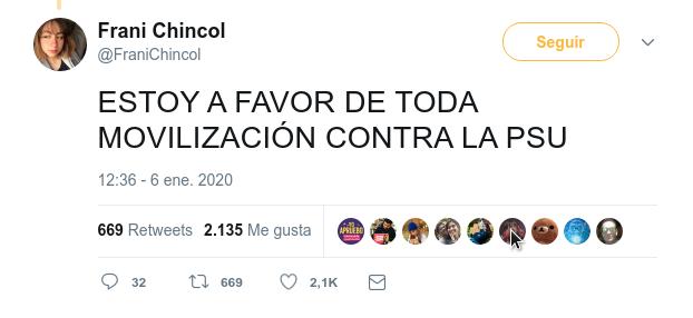 joven a favor protestas psu