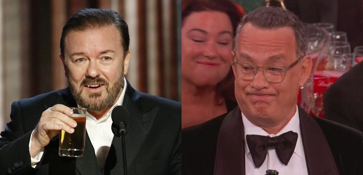 ¿Primer meme de 2020? Ácido discurso de Ricky Gervais en los Globos de Oro descolocó a Tom Hanks