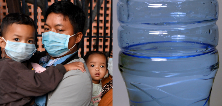 La desesperada medida ante escasez de mascarillas por el coronavirus: usan botellas de plástico