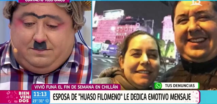 Esposa de Huaso Filomeno lo hizo llorar con llamado en Bienvenidos: lo defendió tras reciente funa