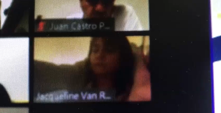 Captan a Jacqueline Van Rysselberghe en sesión telemática del Senado acostada y con una copa de vino