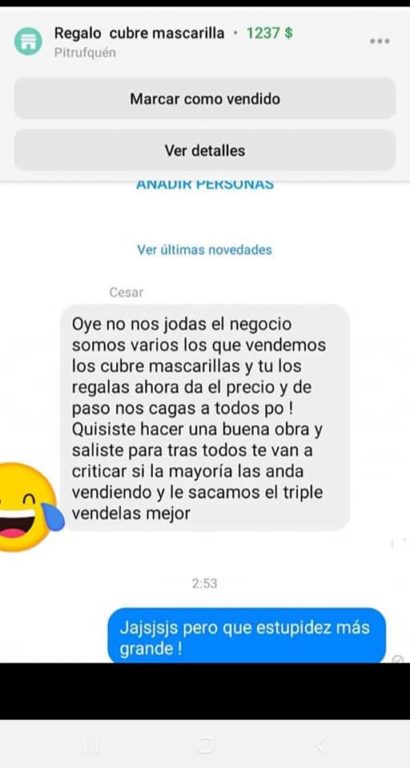 denuncia por regalar mascarillas