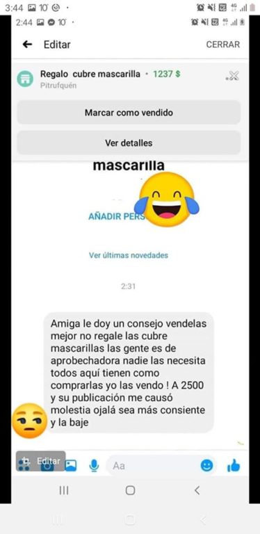 denuncia por regalar mascarillas