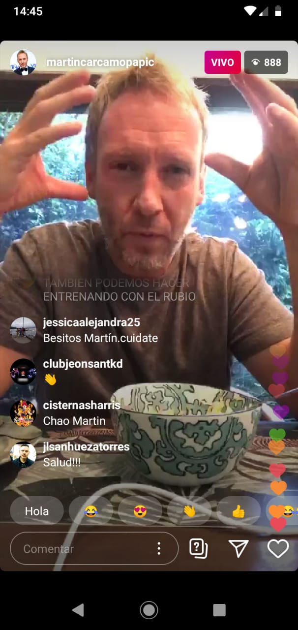 martín cárcamo y programa en instagram