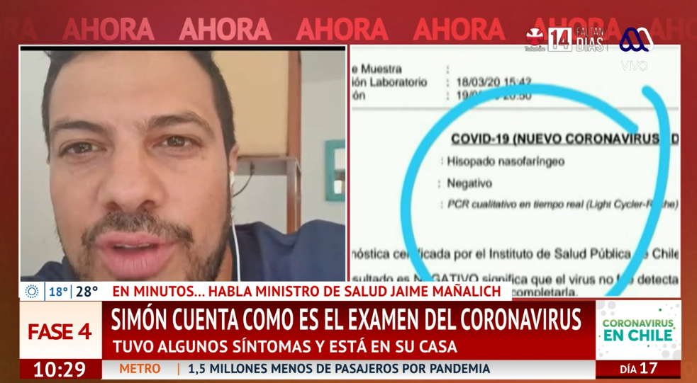El testimonio de Simón Oliveros tras presentar síntomas de COVID-19