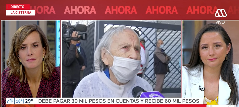 Indignación por señora de 90 años a la que le rechazaron bono COVID y que no pudo cobrar su pensión