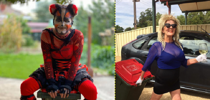 Cuarentenas despiertan la creatividad a nivel mundial: personas salen disfrazadas a sacar la basura