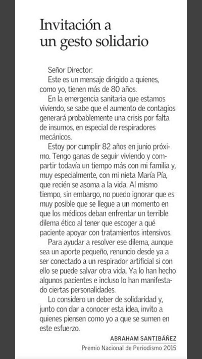 carta el mercurio abraham santibañez