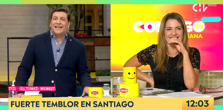 La reacción de JC Rodríguez y Monserrat Álvarez durante temblor: conductor bromeó a pastor Soto