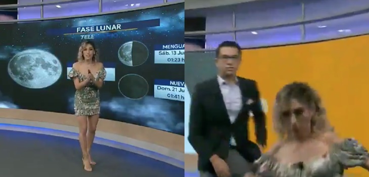 Presentadora del tiempo sufrió estrepitosa caída en vivo: reacción de compañero al verla es viral