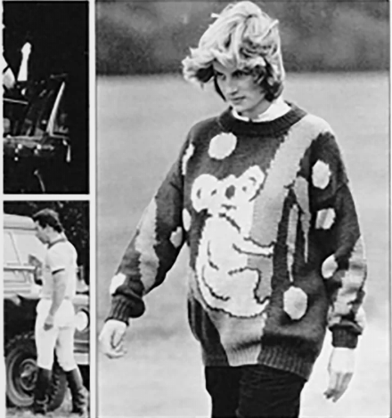 Diana de Gales usando suéter con koala