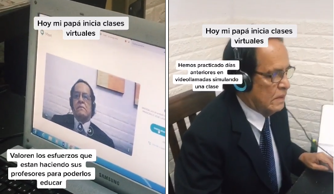 Profesor realizó su primera clase virtual gracias a manual que hizo su hija: emotivo video es viral