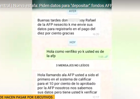 Alertan de nueva estafa vía Whatsapp: solicitan información para depositar 10% de la AFP