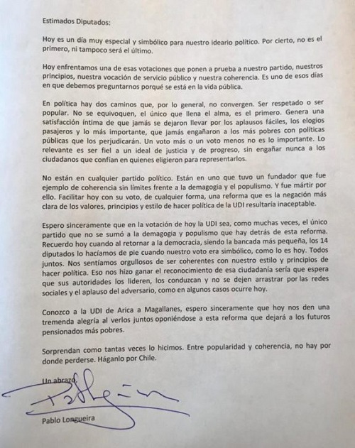 Carta Pablo Longueira
