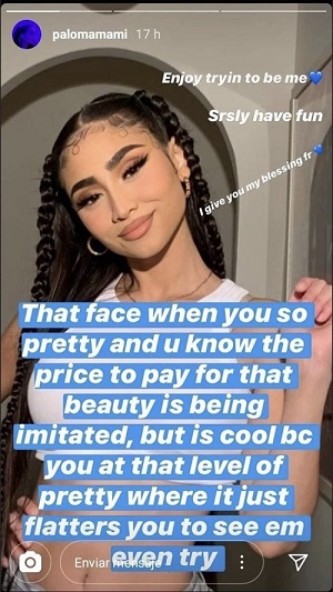 Paloma Mami generó polémica en redes tras mensaje a quienes asegura tratan de imitarla