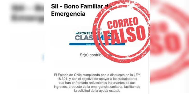 SII alerta sobre estafa mediante correo electrónico relacionada al bono de 500 mil pesos