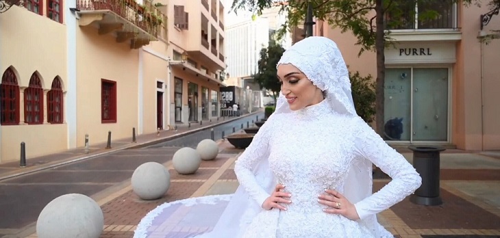 Explosión en Beirut: video muestra como onda expansiva alcanza a novia en sesión de fotos