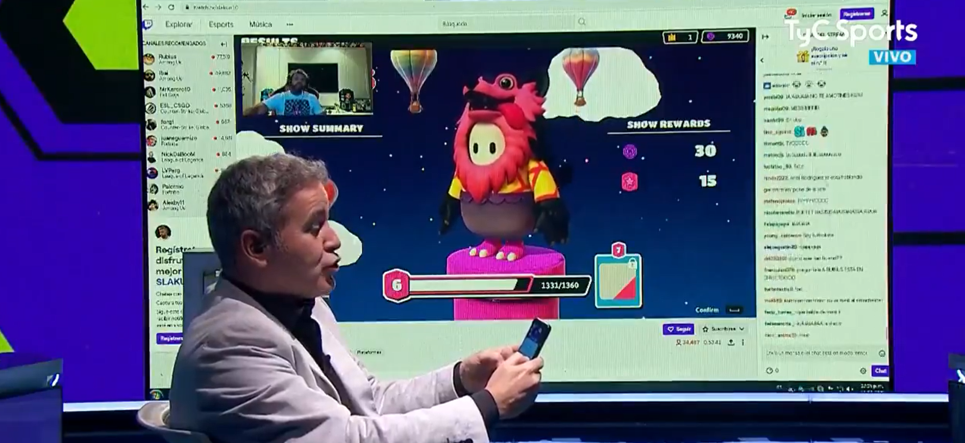 Insólito momento en la TV argentina: TyC intentó entrevistar al Kun Agüero mientras jugaba Fall Guys
