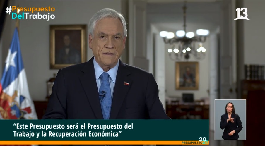 Piñera anuncia Presupuesto 2021 enfocado en la reactivación económica y la recuperación de empleos