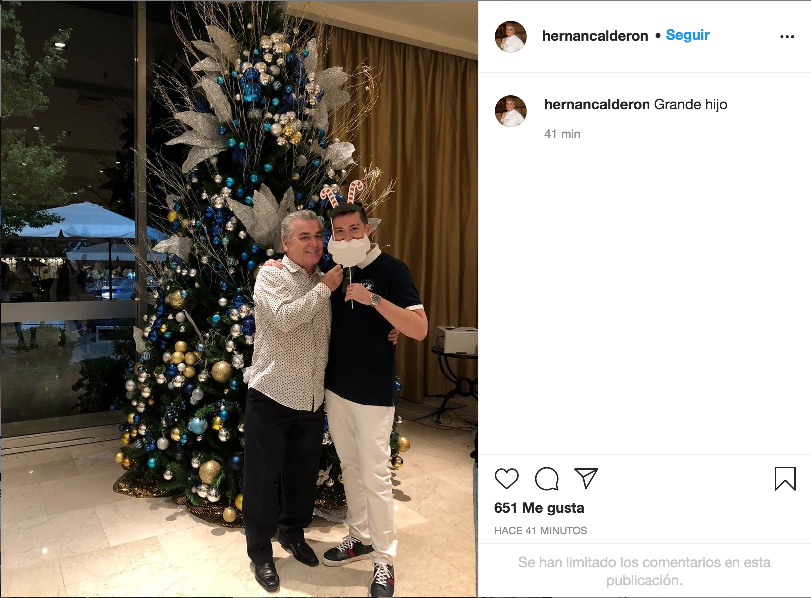 Hernán Calderón sube foto con Nano Calderón