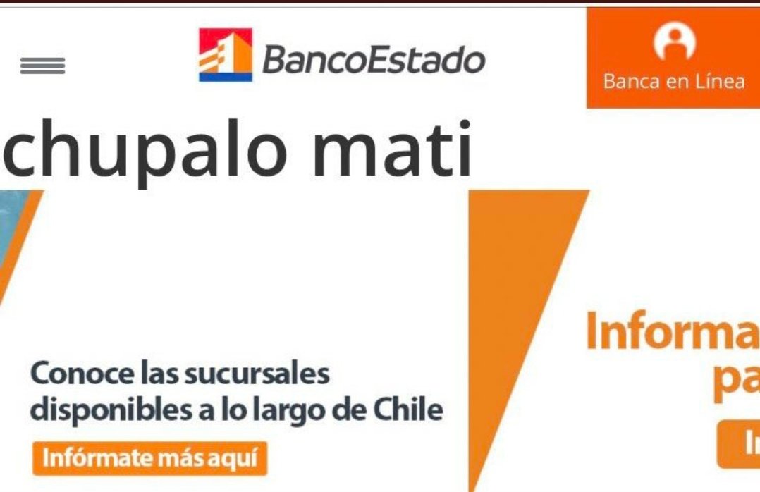 frase soez apareció en el sitio web de BancoEstado durante una prueba técnica