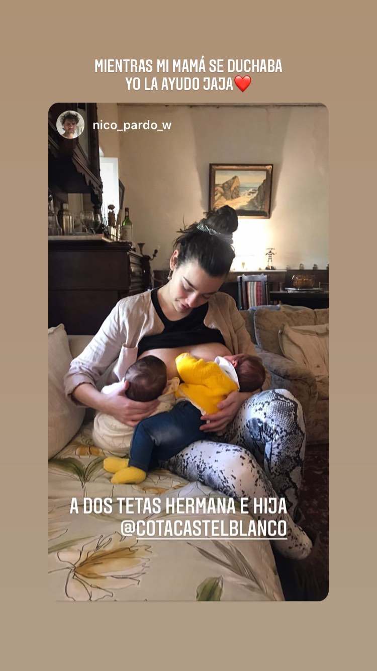 "Yo la ayudo": Catalina Castelblanco compartió adorable postal amamantando a su hija y hermana