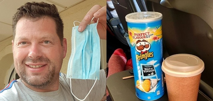 Turista comió Pringles durante 4 horas en un vuelo para no usar mascarilla: su idea generó debate