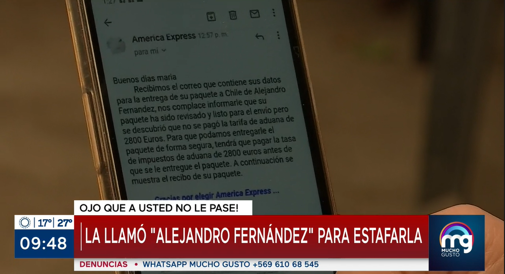 Chilena fue engañada por falso 'Alejandro Fernández' que hasta la contactó por videollamada