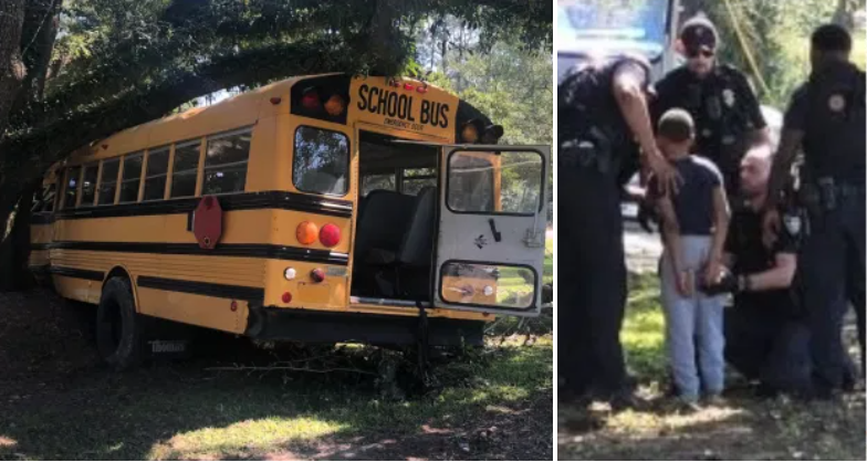 Niño fue detenido por robar autobús escolar y generar persecución policial: chocó contra árbol