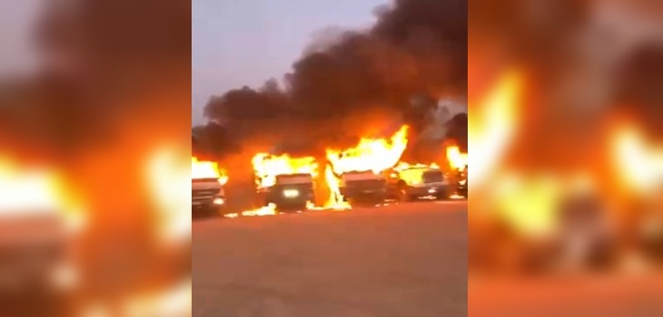 Campamento forestal y cerca de 15 camiones quemados deja ataque incendiario en Angol