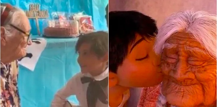 Niño de 5 años le canta a su abuelita 