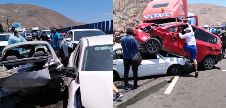 Camión y automóviles protagonizan colisión múltiple en ruta que une Alto Hospicio e Iquique