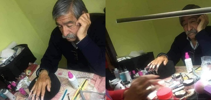 Papá se ofreció como modelo de uñas para ayudar a su hija en examen final: loable gesto se viralizó