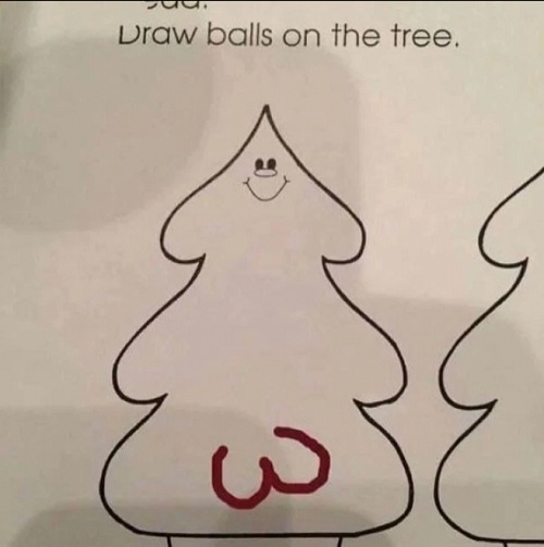 niño dibujo bolas arbol viral