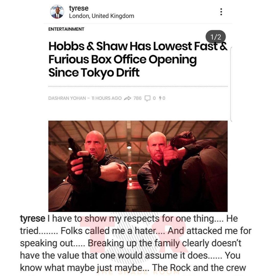 Tyrese Gibson aseguró que hizo las paces con Dwayne Johnson