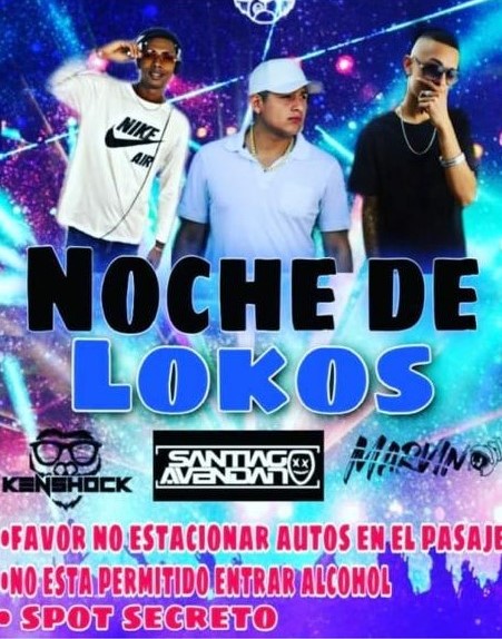 Afiche fiesta clandestina en Cerrillos