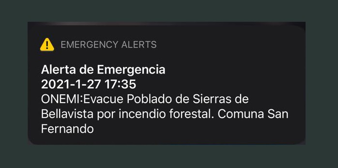 Alerta roja por incendio forestal sin control en San Fernando: Onemi ordena evacuar