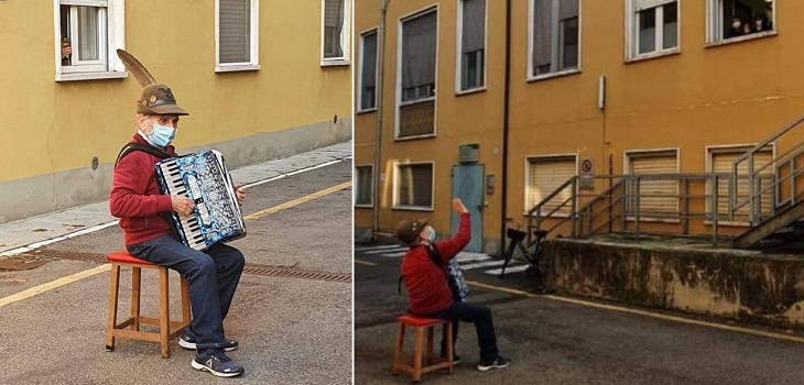 Adulto mayor que tocaba acordeón para su esposa con COVID-19 fue internado por la misma enfermedad