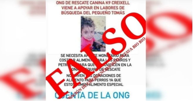 ONG de perros adiestrados descarta que pida dinero para solventar búsqueda de Tomás