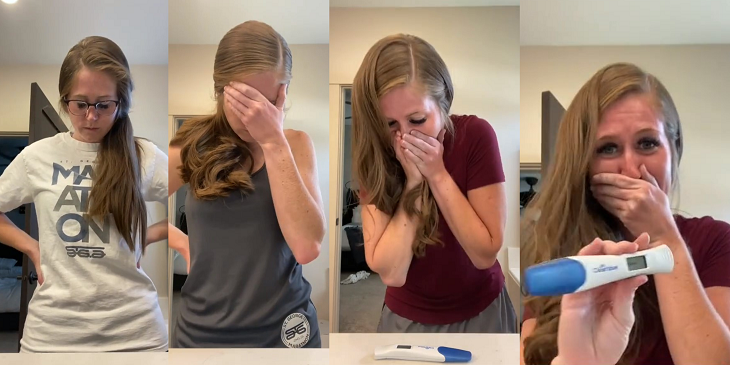 Joven graba su reacción al convertirse en madre luego de meses de resultados negativos